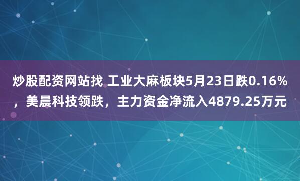 炒股配资网站找 工业大麻板块5月23日跌0.16%，美晨科技领跌，主力资金净流入4879.25万元